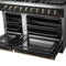 FORNO Galiano 48" 6.58 cu. ft. Gas Range with 8 Sealed Burners and Griddle in Black with Antique Brass Accents, FFSGS6244-48BLK