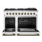 FORNO Galiano 48" 6.58 cu. ft. Gas Range with 8 Sealed Burners and Griddle in White with Antique Brass Accents, FFSGS6244-48WHT