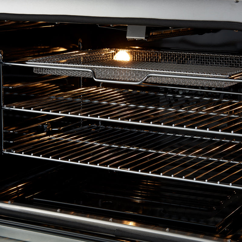 FORNO Giovanni 30" 4.32 cu. ft. Gas Range with 5 Burners, Air Fry Basket, Wok Support and Griddle in Black with Antique Brass Accents, FFSGS6274-30BLK