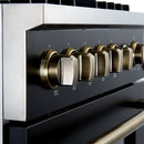 FORNO Giovanni 30" 4.32 cu. ft. Gas Range with 5 Burners, Air Fry Basket, Wok Support and Griddle in Black with Antique Brass Accents, FFSGS6274-30BLK