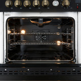 FORNO Giovanni 30" 4.32 cu. ft. Gas Range with 5 Burners, Air Fry Basket, Wok Support and Griddle in Black with Antique Brass Accents, FFSGS6274-30BLK