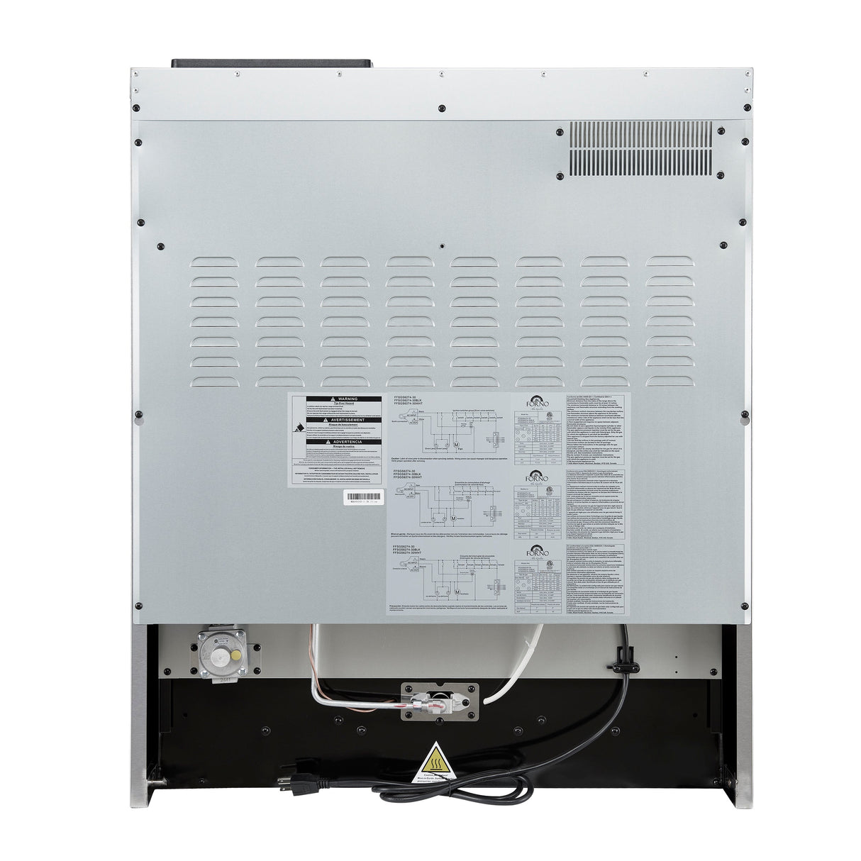 FORNO Giovanni 30" 4.32 cu. ft. Gas Range with 5 Burners, Air Fry Basket, Wok Support and Griddle in White with Antique Brass Accents, FFSGS6274-30WHT