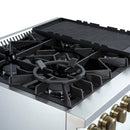 FORNO Giovanni 30" 4.32 cu. ft. Gas Range with 5 Burners, Air Fry Basket, Wok Support and Griddle in White with Antique Brass Accents, FFSGS6274-30WHT