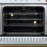 FORNO Giovanni 30" 4.32 cu. ft. Gas Range with 5 Burners, Air Fry Basket, Wok Support and Griddle in White with Antique Brass Accents, FFSGS6274-30WHT