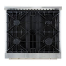 FORNO Marco 30" 4.32 cu.ft. Gas Range with 4 Burners and Temperature Gauge in Black with Antique Brass Accents, FFSGS6277-30BLK