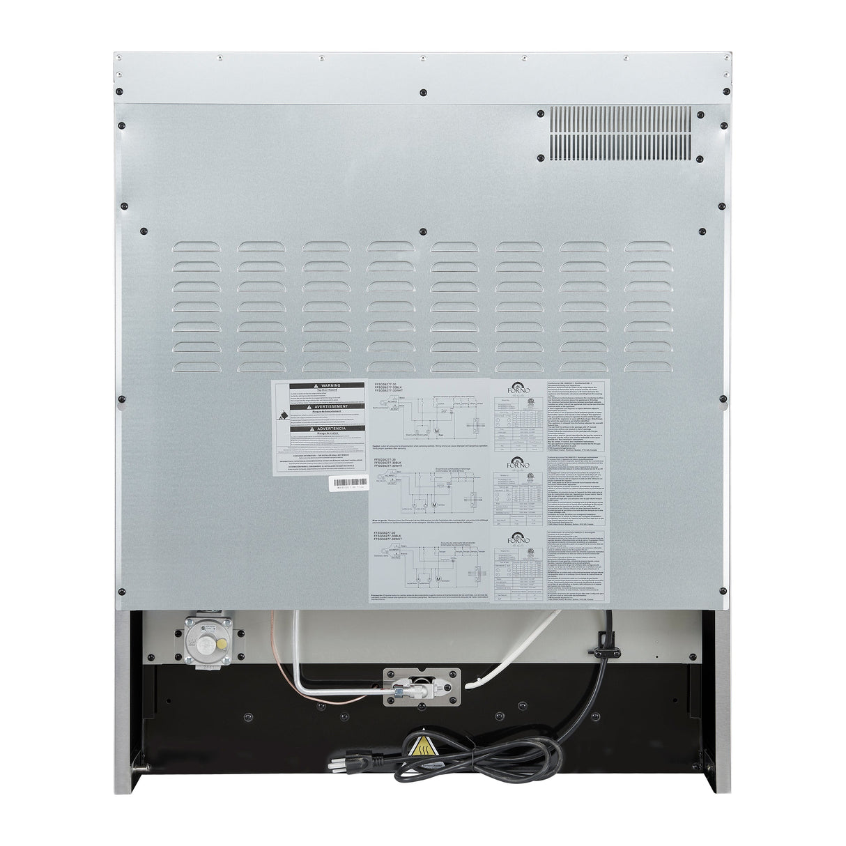 FORNO Marco 30" 4.32 cu.ft. Gas Range with 4 Burners and Temperature Gauge in Black with Antique Brass Accents, FFSGS6277-30BLK