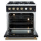 FORNO Marco 30" 4.32 cu.ft. Gas Range with 4 Burners and Temperature Gauge in Black with Antique Brass Accents, FFSGS6277-30BLK