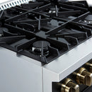 FORNO Marco 30" 4.32 cu.ft. Gas Range with 4 Burners and Temperature Gauge in Black with Antique Brass Accents, FFSGS6277-30BLK