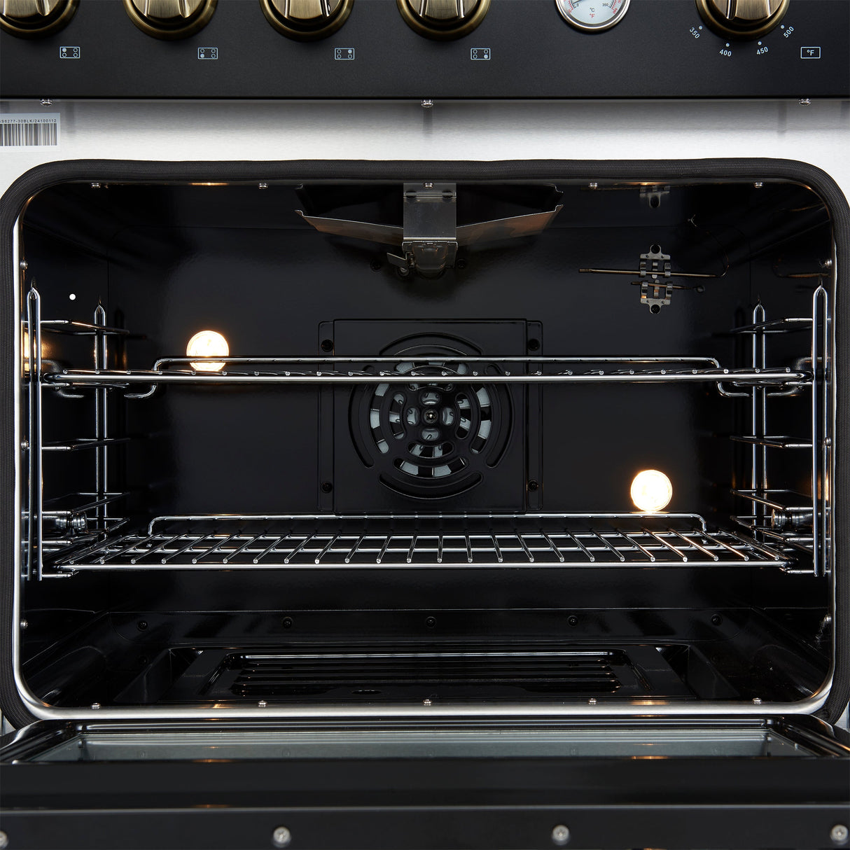 FORNO Marco 30" 4.32 cu.ft. Gas Range with 4 Burners and Temperature Gauge in Black with Antique Brass Accents, FFSGS6277-30BLK