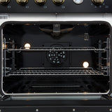 FORNO Marco 30" 4.32 cu.ft. Gas Range with 4 Burners and Temperature Gauge in Black with Antique Brass Accents, FFSGS6277-30BLK