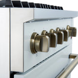 FORNO Marco 30" 4.32 cu.ft. Gas Range with 4 Burners and Temperature Gauge in White with Antique Brass Accents, FFSGS6277-30WHT