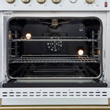 FORNO Marco 30" 4.32 cu.ft. Gas Range with 4 Burners and Temperature Gauge in White with Antique Brass Accents, FFSGS6277-30WHT