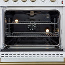 FORNO Marco 30" 4.32 cu.ft. Gas Range with 4 Burners and Temperature Gauge in White with Antique Brass Accents, FFSGS6277-30WHT