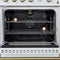 FORNO Marco 30" 4.32 cu.ft. Gas Range with 4 Burners and Temperature Gauge in White with Antique Brass Accents, FFSGS6277-30WHT
