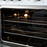 FORNO Marco 30" 4.32 cu.ft. Gas Range with 4 Burners and Temperature Gauge in White with Antique Brass Accents, FFSGS6277-30WHT