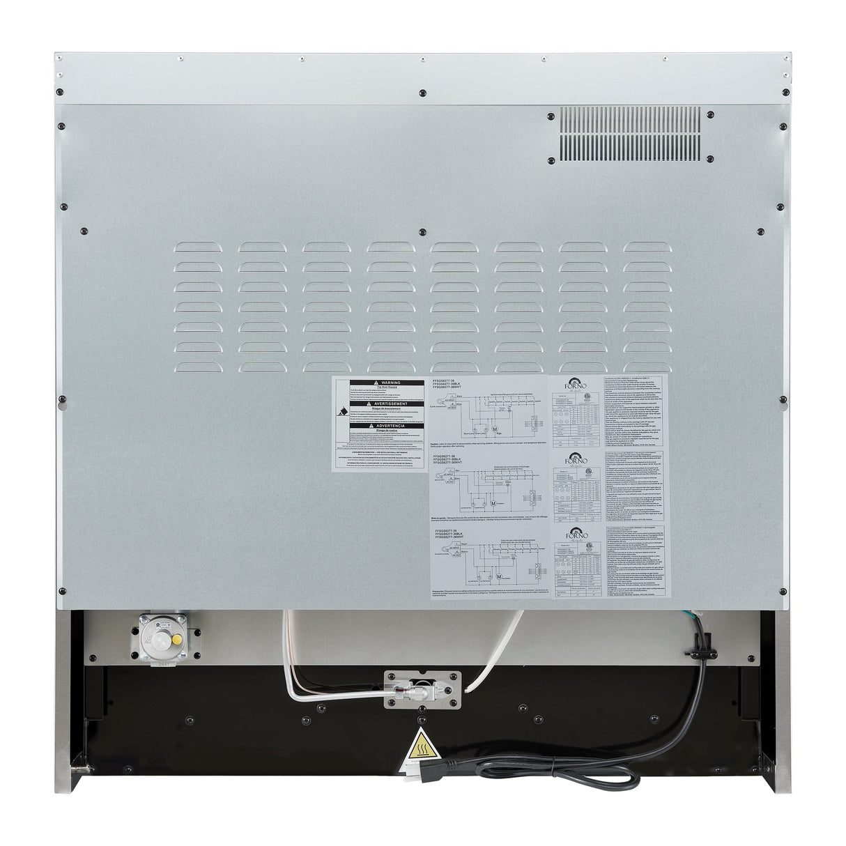 FORNO Marco 36" 5.36 cu.ft. Gas Range with 6 Burners and Temperature Gauge in Black with Antique Brass Accents, FFSGS6277-36BLK