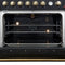 FORNO Marco 36" 5.36 cu.ft. Gas Range with 6 Burners and Temperature Gauge in Black with Antique Brass Accents, FFSGS6277-36BLK