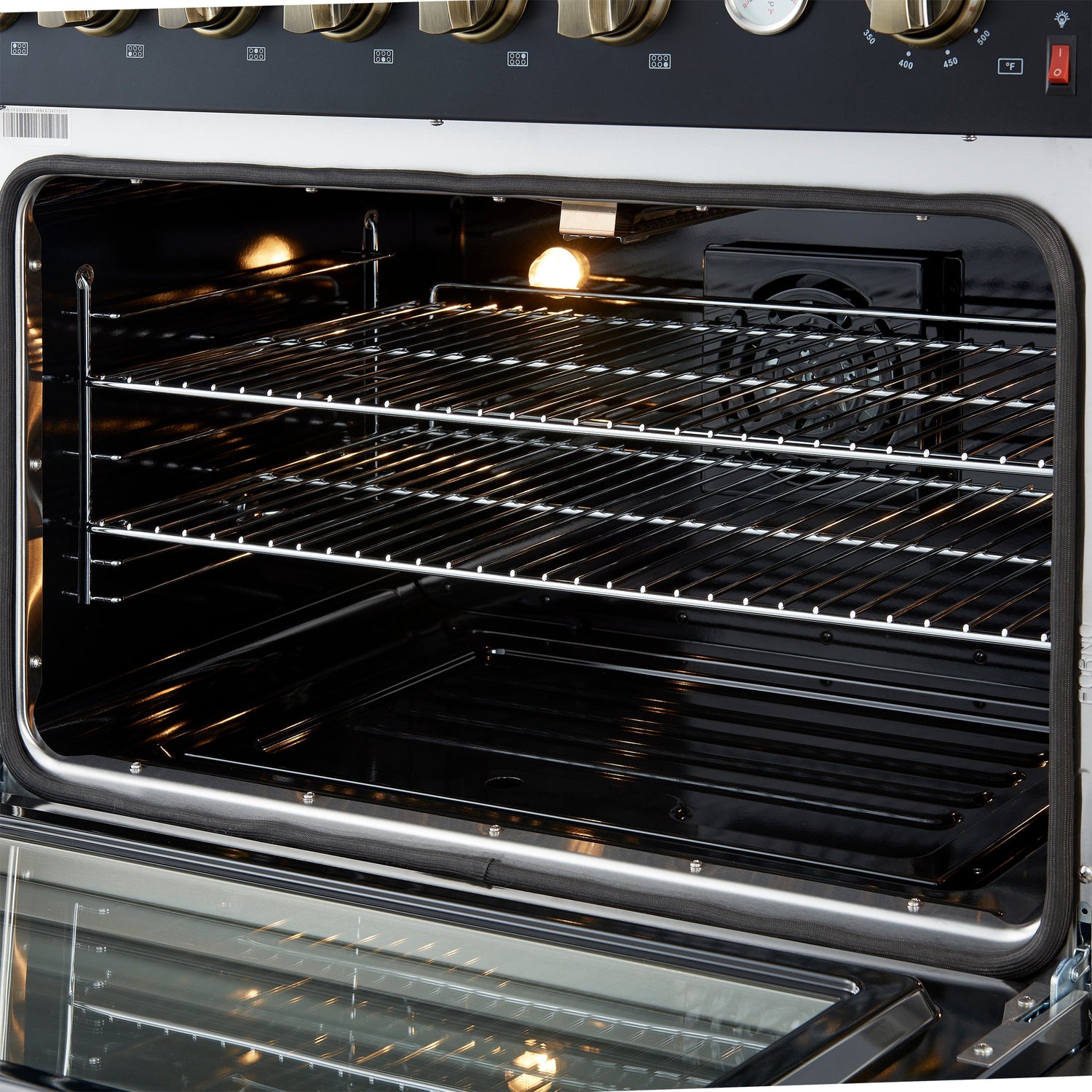 FORNO Marco 36" 5.36 cu.ft. Gas Range with 6 Burners and Temperature Gauge in Black with Antique Brass Accents, FFSGS6277-36BLK
