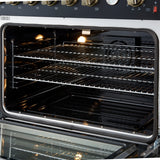 FORNO Marco 36" 5.36 cu.ft. Gas Range with 6 Burners and Temperature Gauge in Black with Antique Brass Accents, FFSGS6277-36BLK