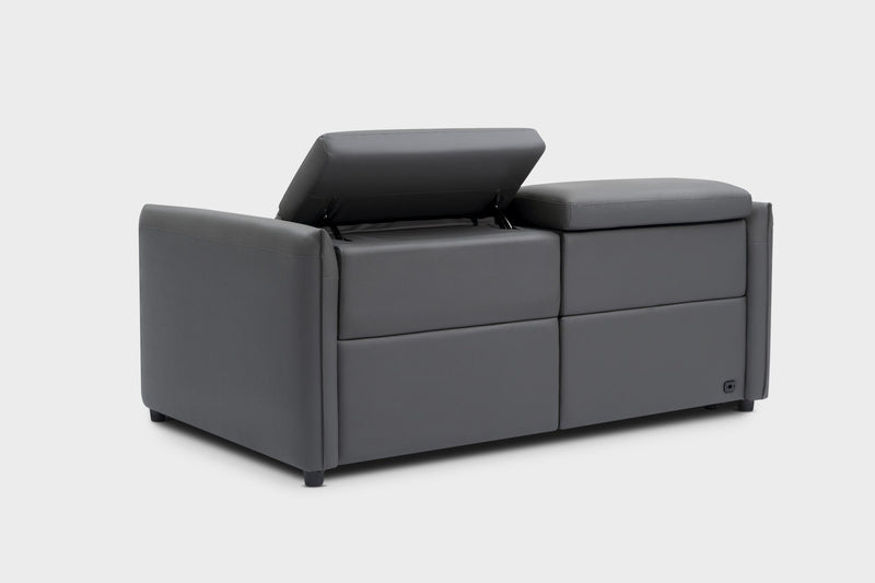 Valencia Lucia Leather Loveseat Recliner Sofa, Grey