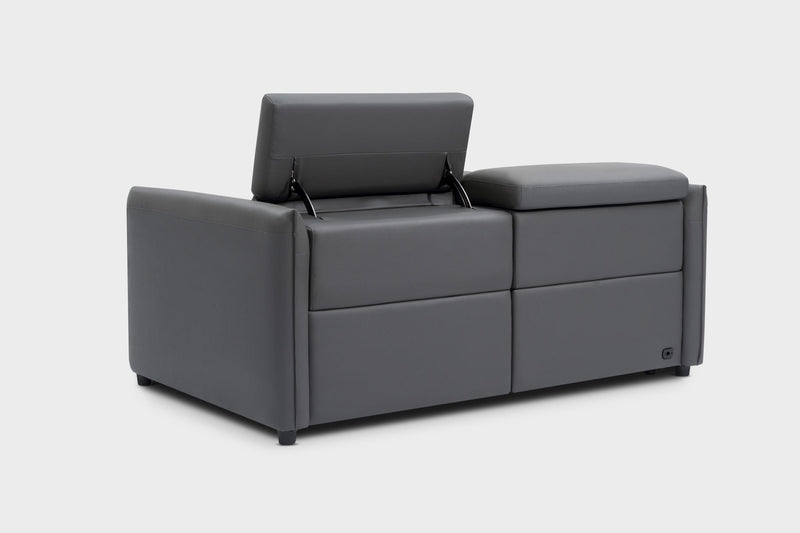 Valencia Lucia Leather Loveseat Recliner Sofa, Grey
