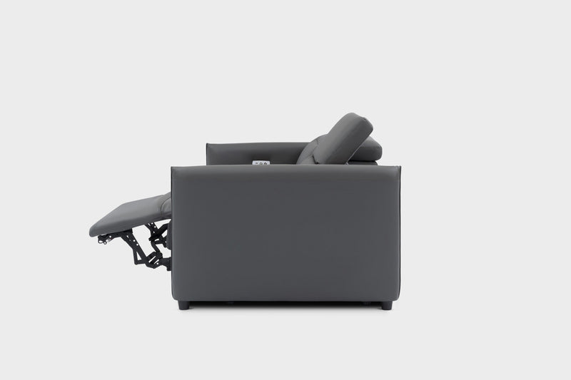 Valencia Lucia Leather Loveseat Recliner Sofa, Grey