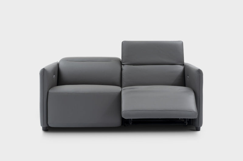 Valencia Lucia Leather Loveseat Recliner Sofa, Grey