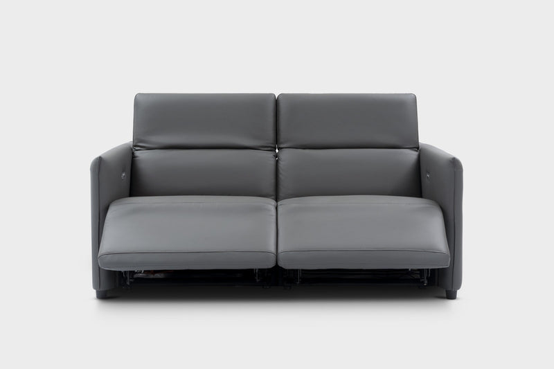 Valencia Lucia Leather Loveseat Recliner Sofa, Grey