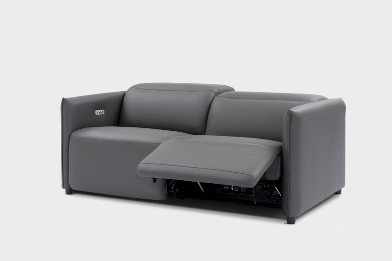 Valencia Lucia Leather Loveseat Recliner Sofa, Grey