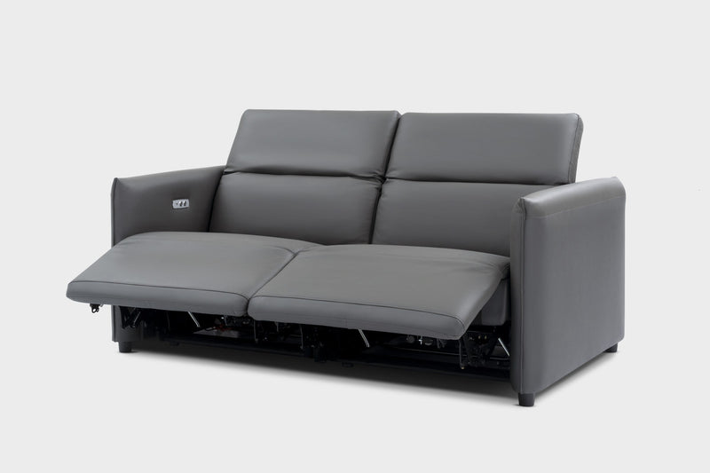 Valencia Lucia Leather Loveseat Recliner Sofa, Grey
