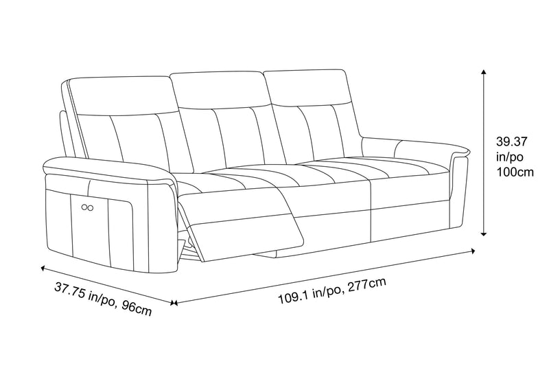 Valencia Heidi Top Grain Leather Three Seats Sofa, Cream
