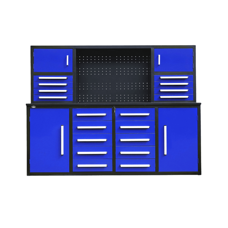 7' Garage Workbench Cabinet (18 Drawers & 4 Cabinets & Pegboard)