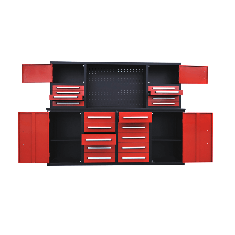 7' Garage Workbench Cabinet (18 Drawers & 4 Cabinets & Pegboard)
