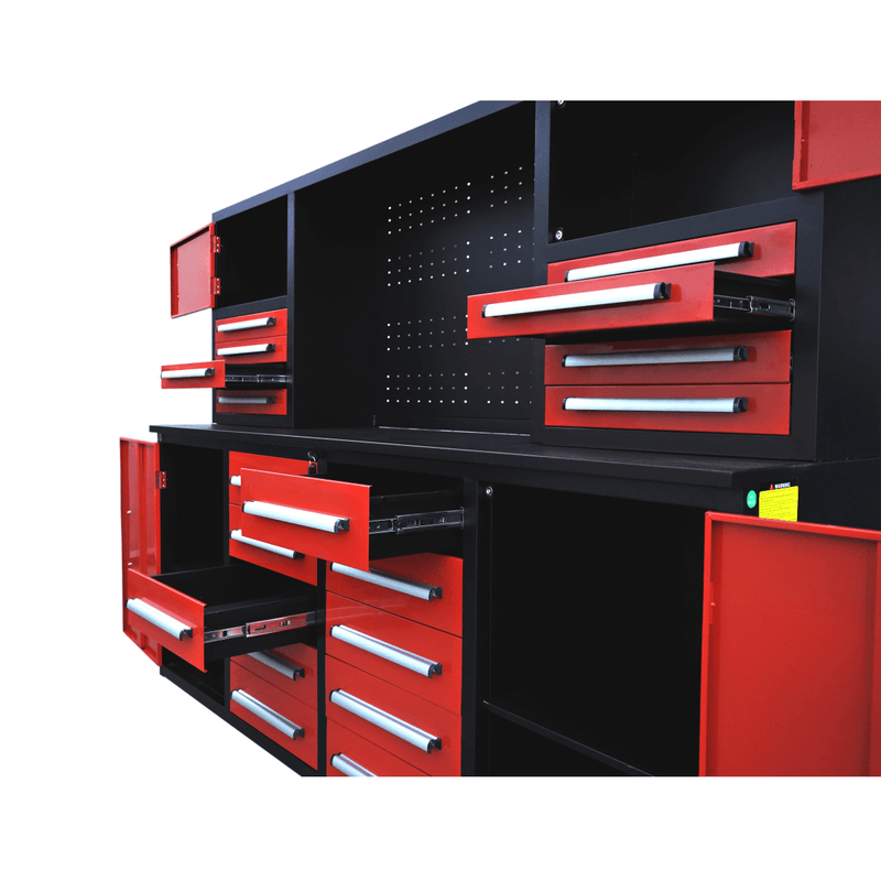 7' Garage Workbench Cabinet (18 Drawers & 4 Cabinets & Pegboard)