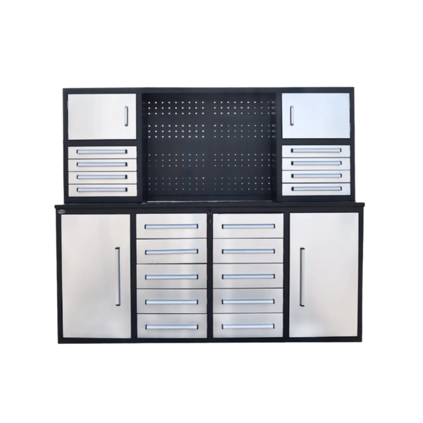 7' Garage Workbench Cabinet (18 Drawers & 4 Cabinets & Pegboard)