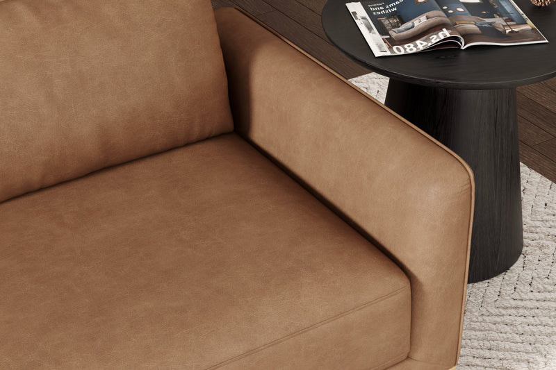 Valencia Imogen Top Grain Leather Loveseat Sofa, Tan