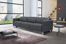 Valencia Isla Modern Top Grain Leather Reclining Sofa, Three Seats, Grey