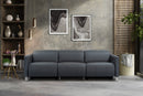Valencia Isla Modern Top Grain Leather Reclining Sofa, Three Seats, Grey