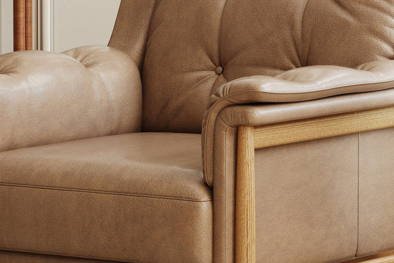 Valencia Jasmine Top Grain Leather Accent Chair, Brown