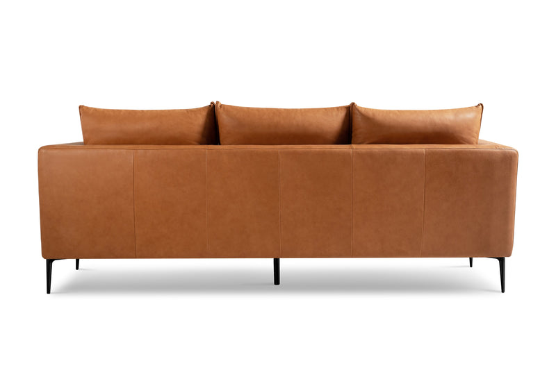 Valencia Jasper Leather Three Seats Sofa, Cognac Color