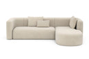 Valencia Jordyn Velvet Fabric Sectional Sofa, Three Seats With Right Chaise, Beige