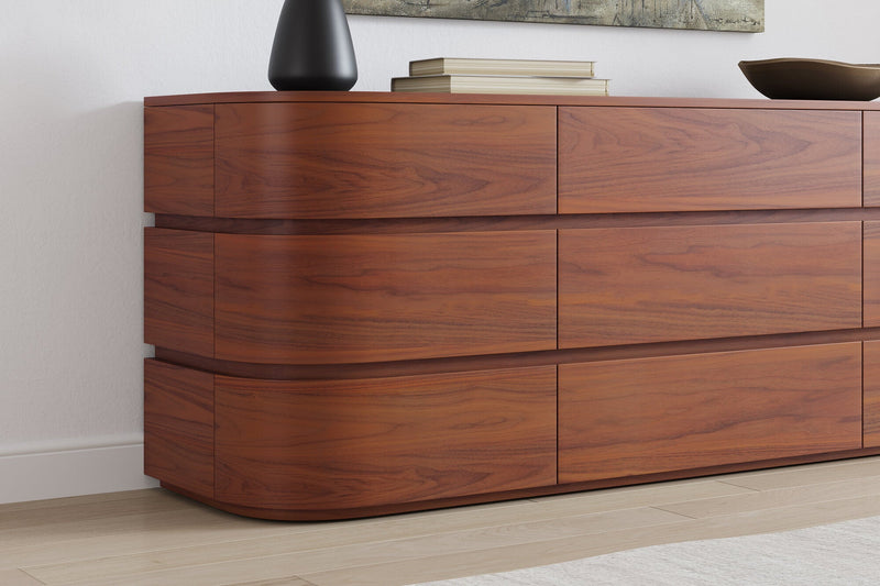 Valencia Kassidy Engineered Walnut Wood 9-Drawer Dresser, Walnut