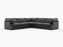 Valencia Isola Cloud Top Grain Leather Theater Lounge Modular Sofa L Shape, Black Color