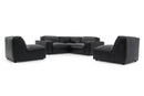 Valencia Nathan Full Aniline Leather Modular Sofa with Down Feather, L-Shape, Black Color