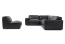 Valencia Nathan Full Aniline Leather Modular Sofa with Down Feather, L-Shape, Black Color