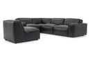 Valencia Nathan Full Aniline Leather Modular Sofa with Down Feather, L-Shape, Black Color