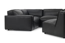 Valencia Nathan Full Aniline Leather Modular Sofa with Down Feather, L-Shape, Black Color