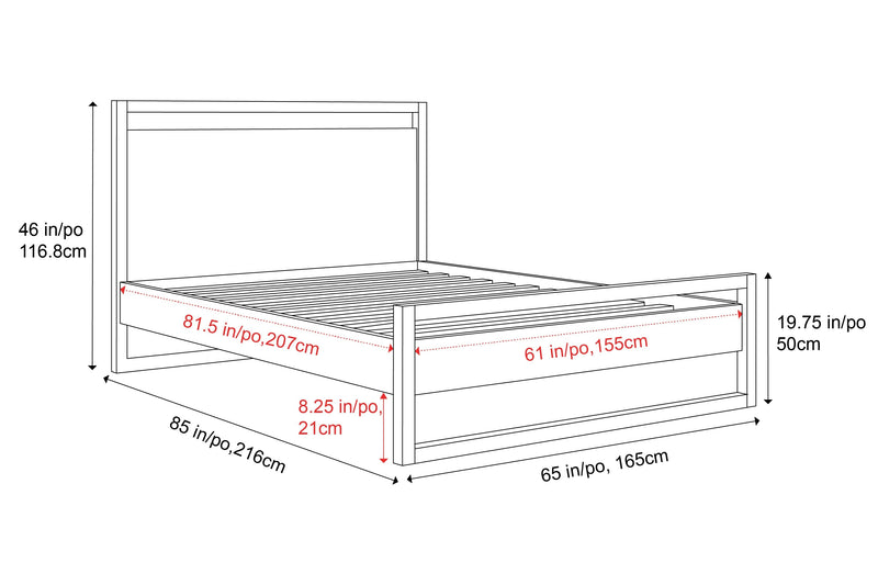 Valencia Leah Natural Solid Wood Queen Bed Frame, Natural
