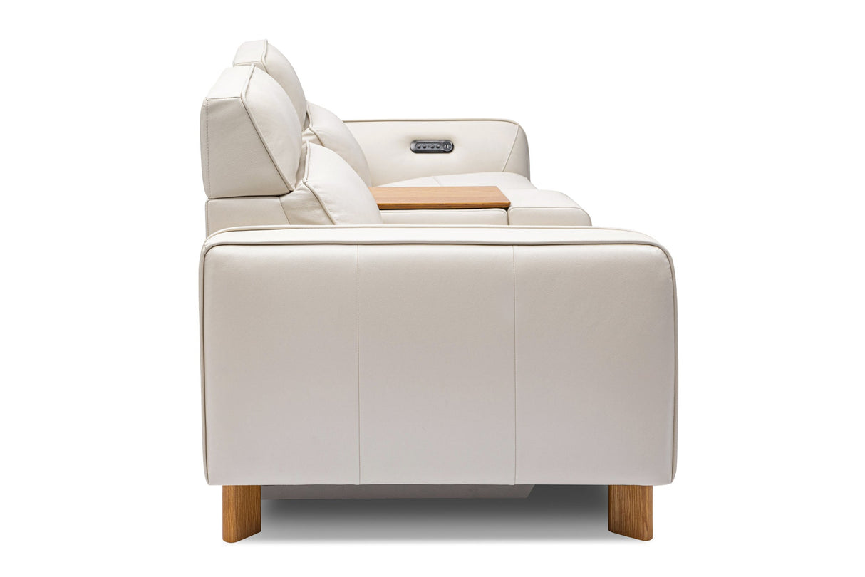 Lesley Leather Dual Recliner Sofa with Console