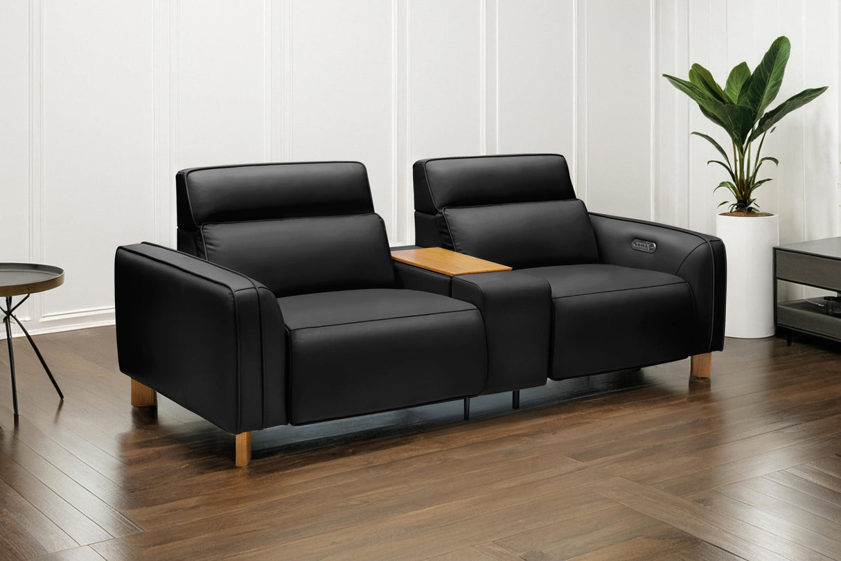 Lesley Leather Dual Recliner Sofa with Console